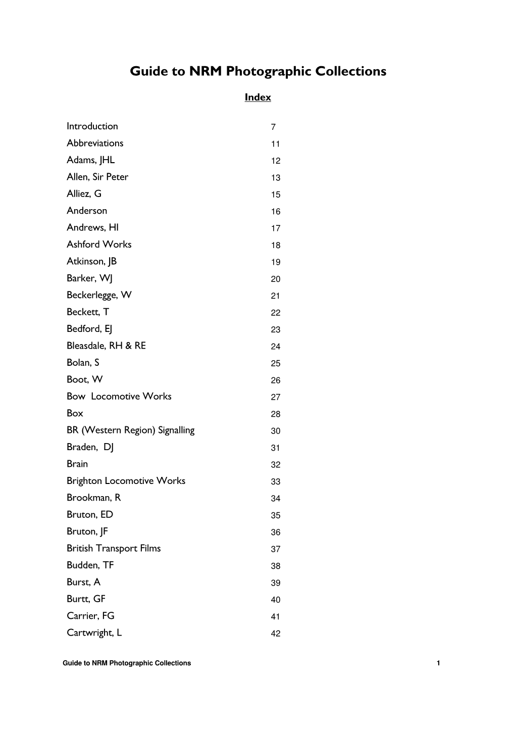 Guide to NRM Photographic Collections