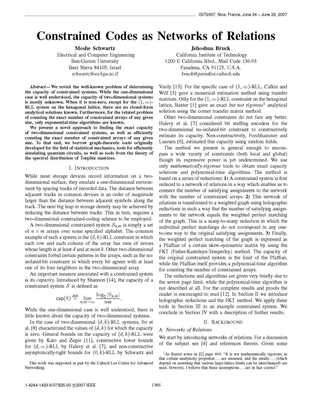 Constrained Codes As Networks of Relations