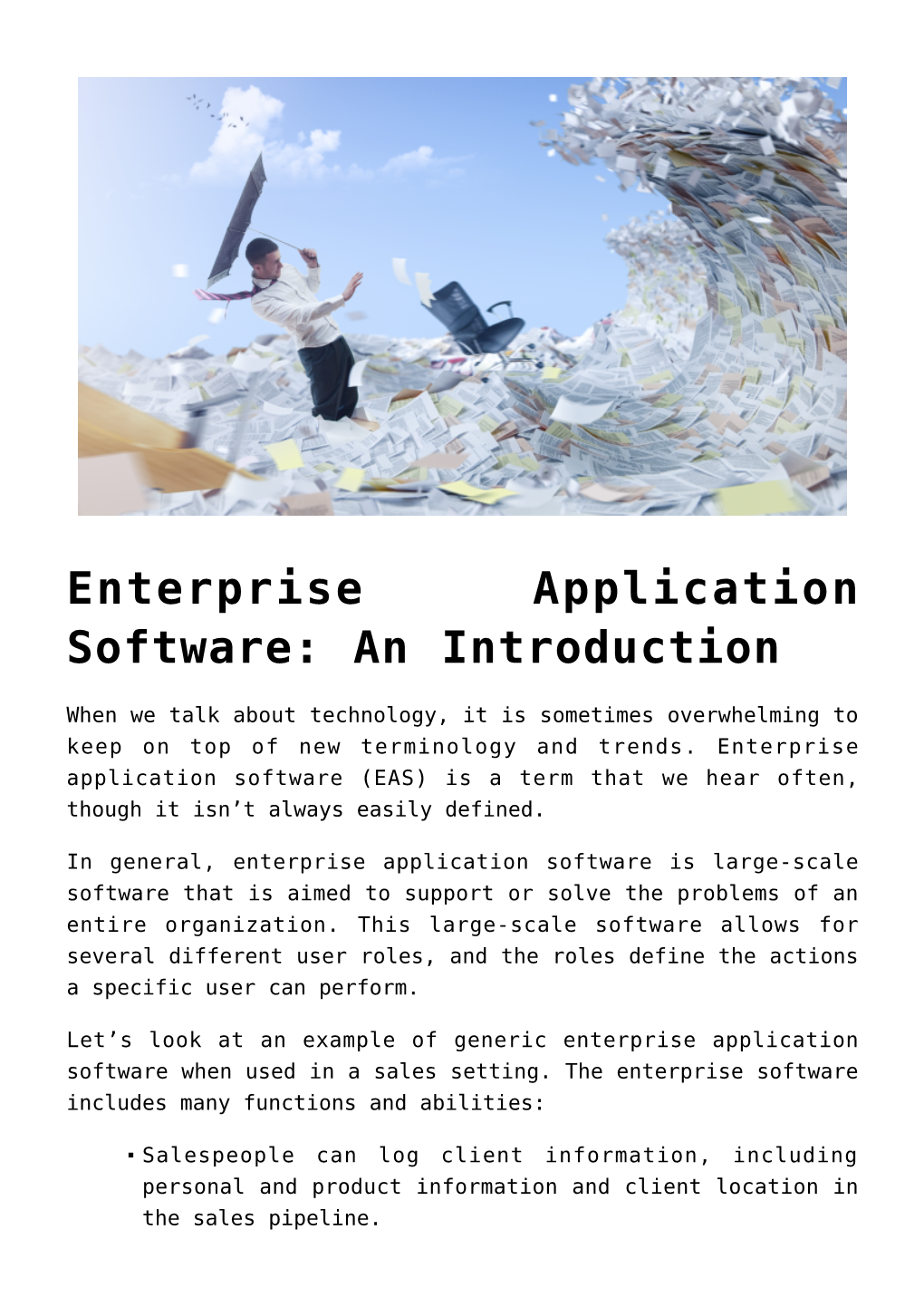 Enterprise Application Software: an Introduction