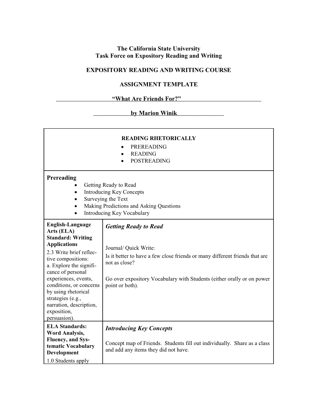 CSU Task Force 12: Expository Reading and Writing s1