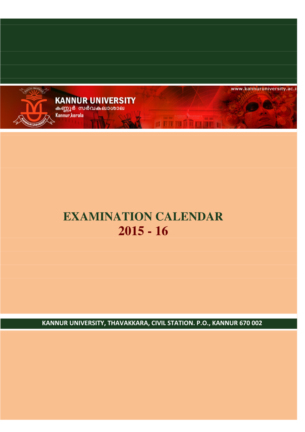Examination Calendar 2015 - 16