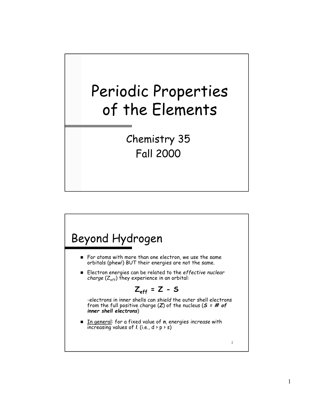 Periodic Properties of the Elements