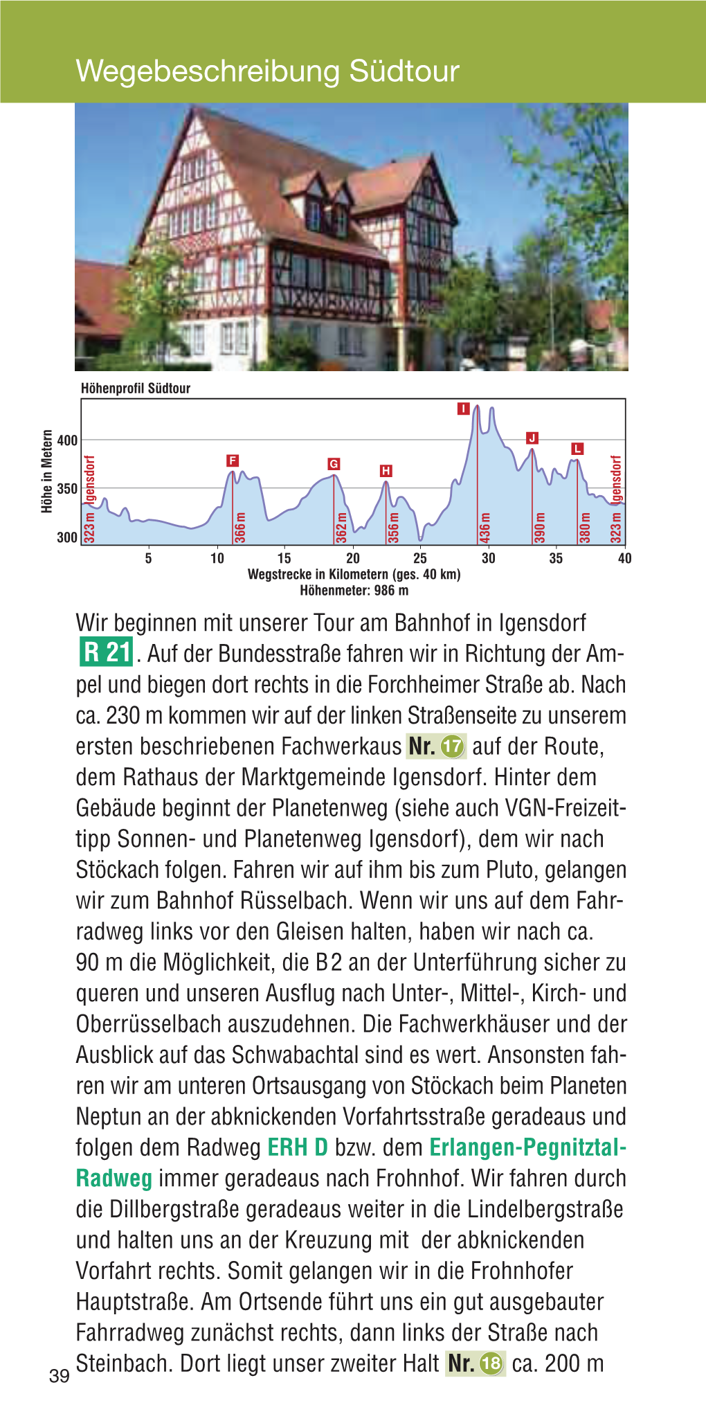 Wegebeschreibung Südtour