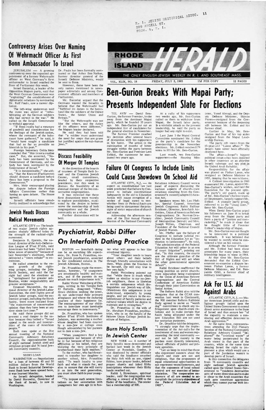 JULY 2, 1965 15E PER COPY 12 PAGES Floor of Parliament This Week