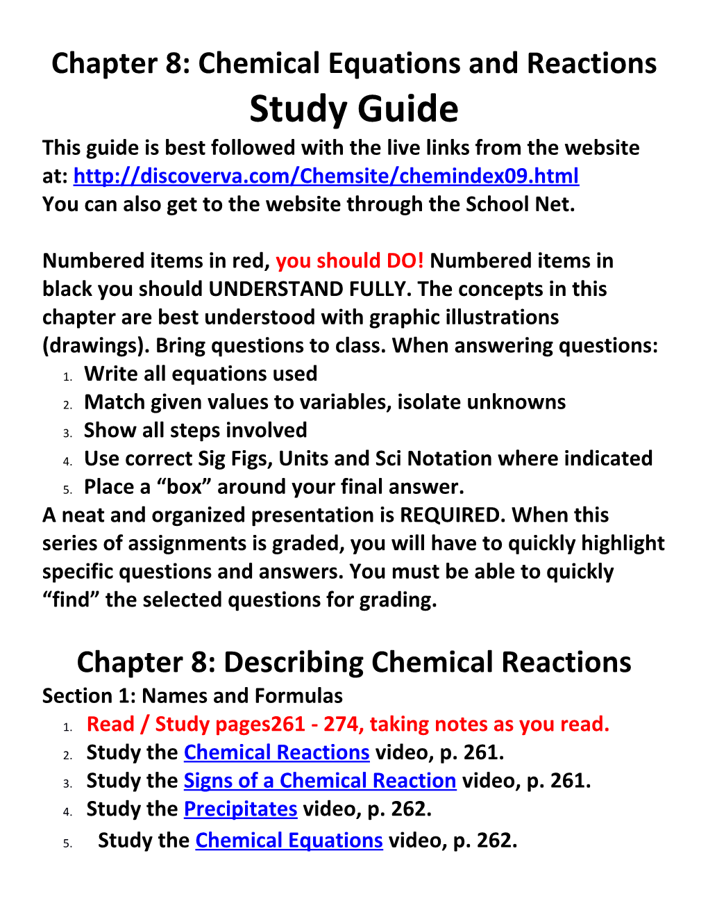 Chapter 8: Chemical Equations and Reactions