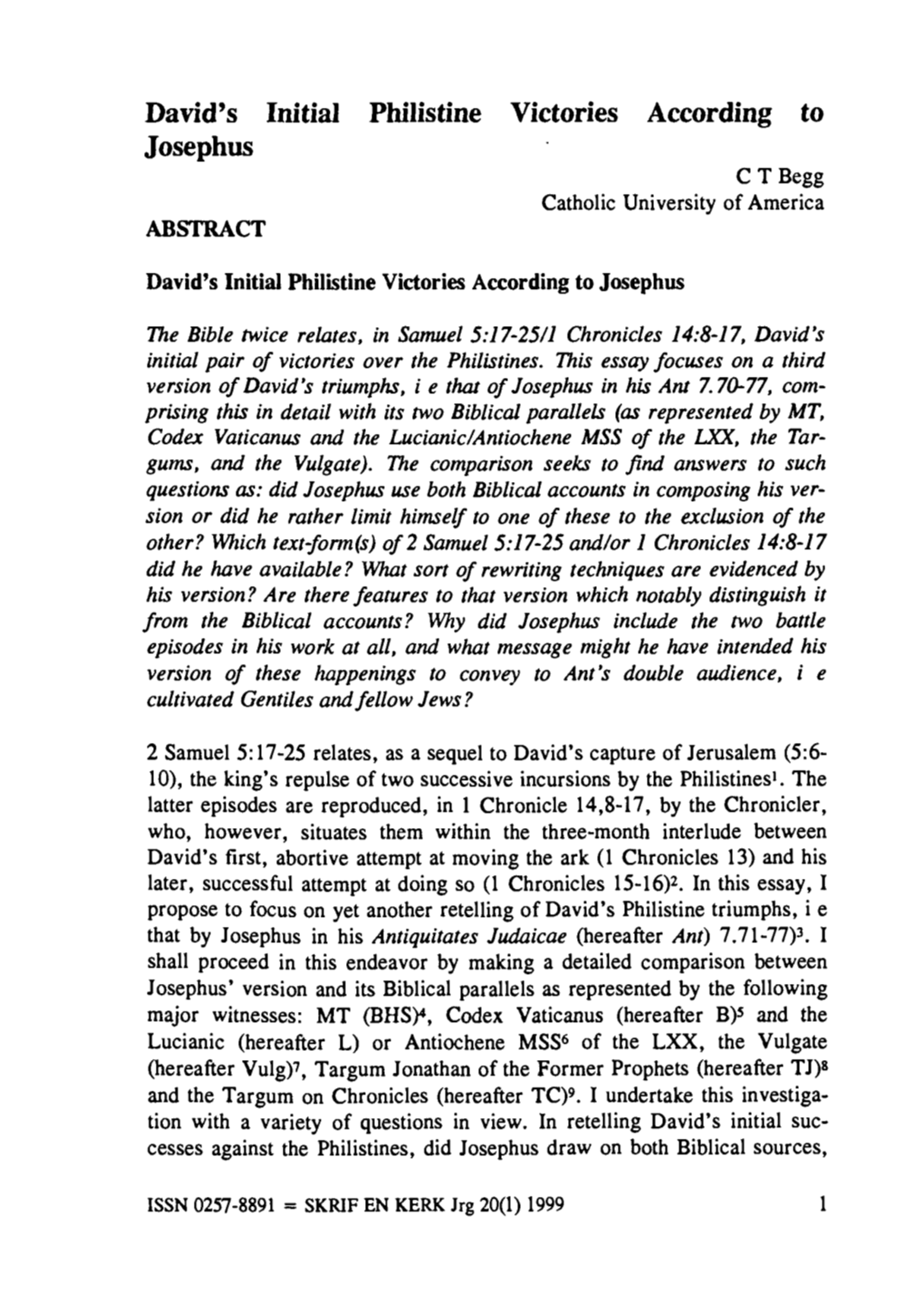 David's Initial Philistine Victories According to Josephus