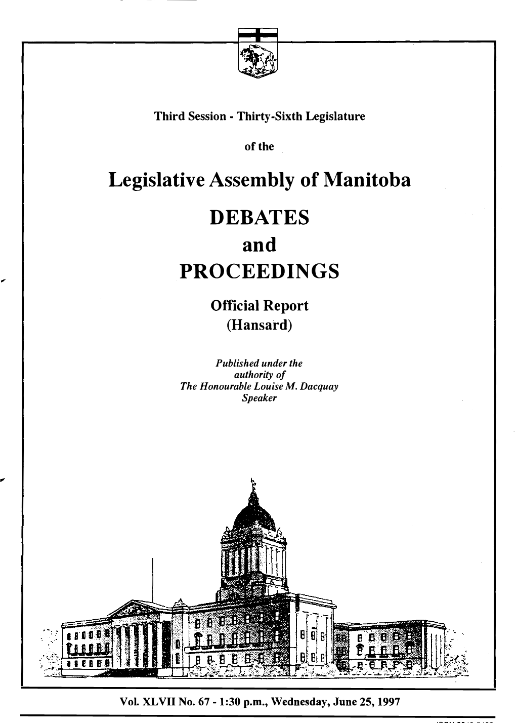 Legislative Assembly of Manitoba DEBATES and PROCEEDINGS