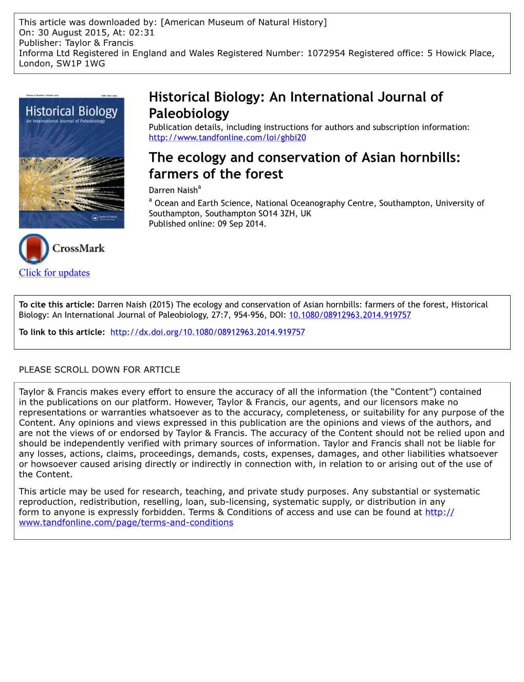 The Ecology and Conservation of Asian Hornbills