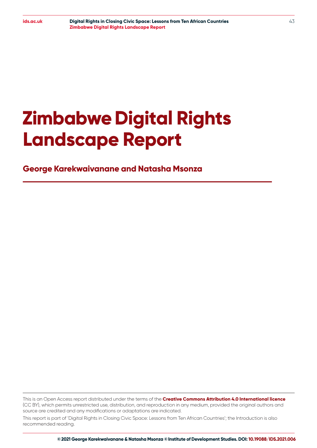 Zimbabwe Digital Rights Landscape Report
