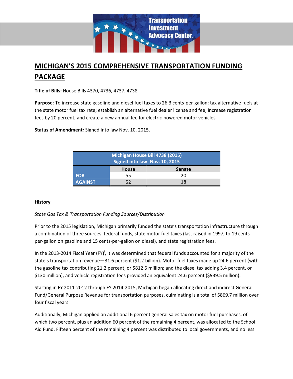 Michigan Transportation Funding Package