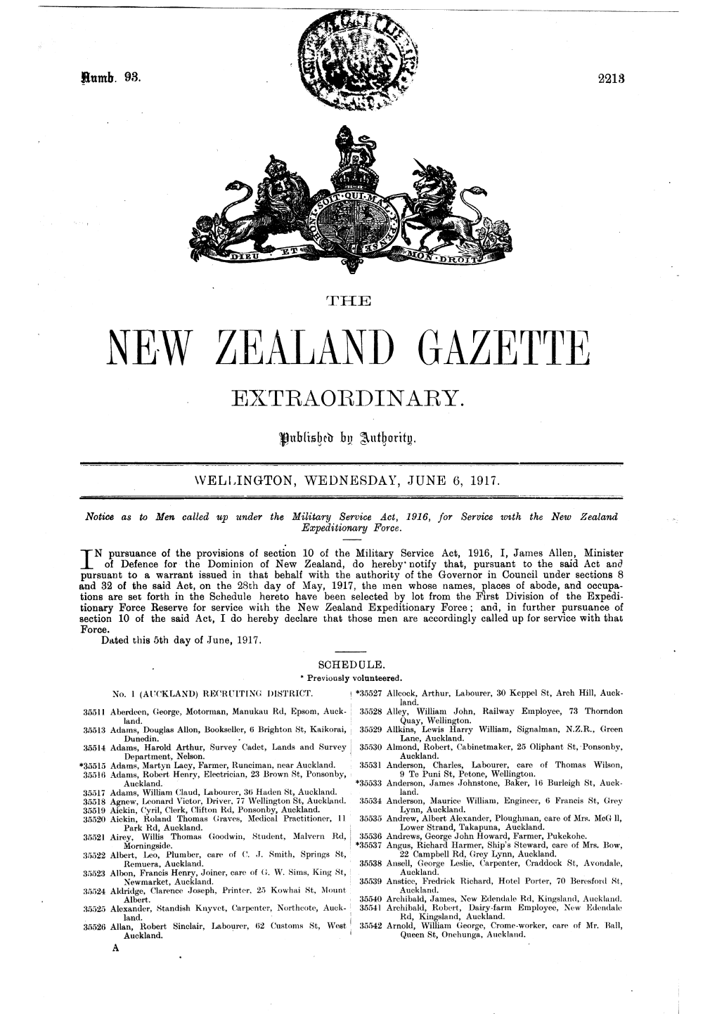 Ne·W Zealand Gazette Extraordinary