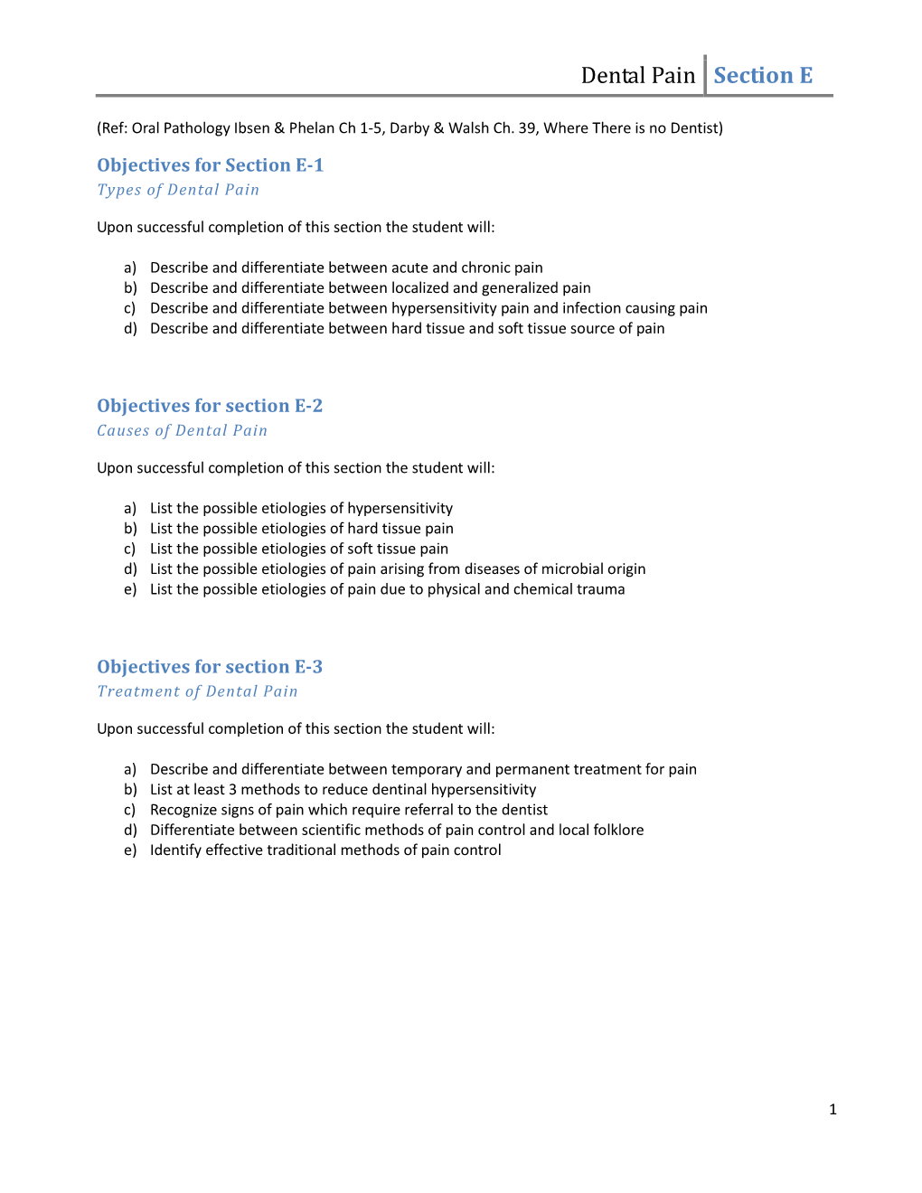 Dental Pain Section E