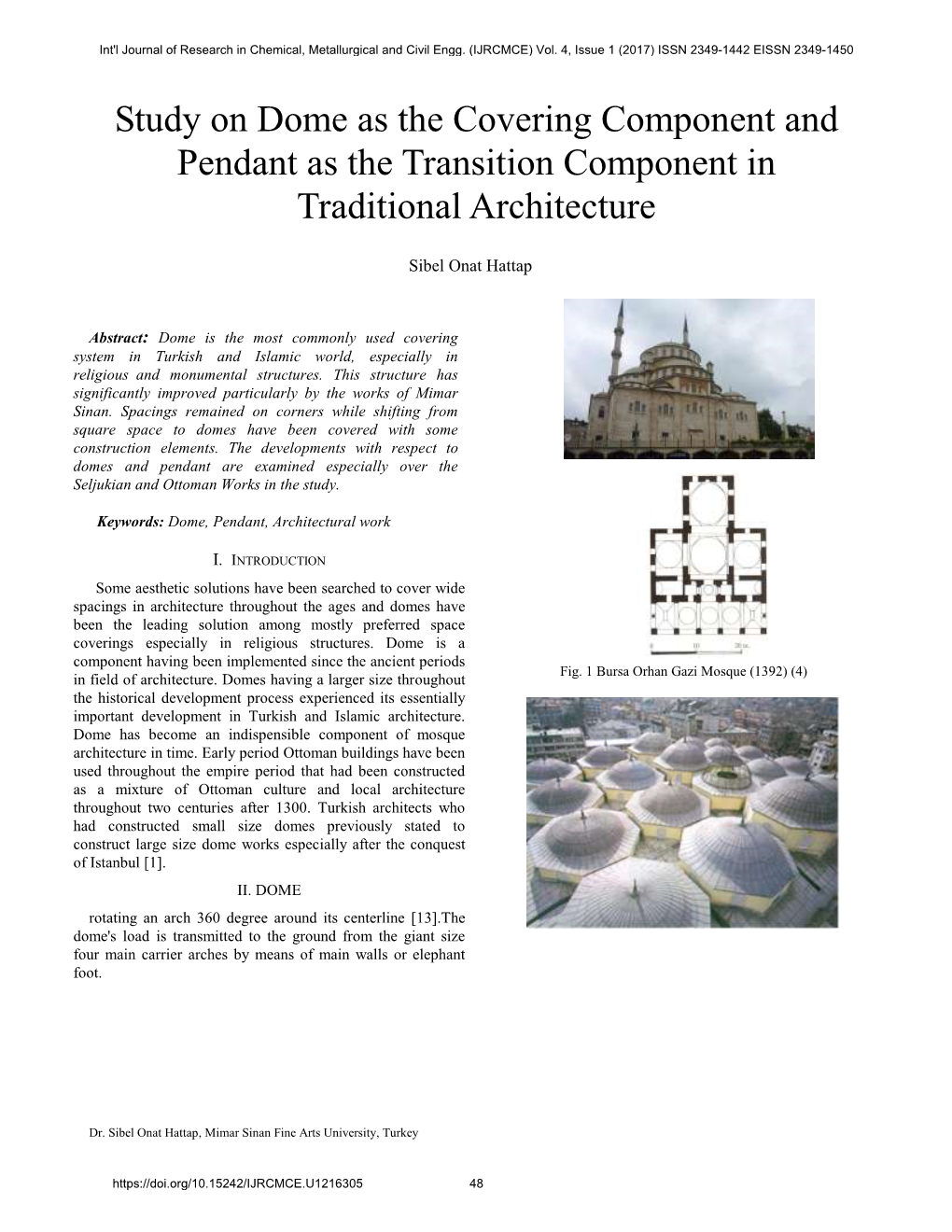 Study on Dome As the Covering Component and Pendant As the Transition Component in Traditional Architecture