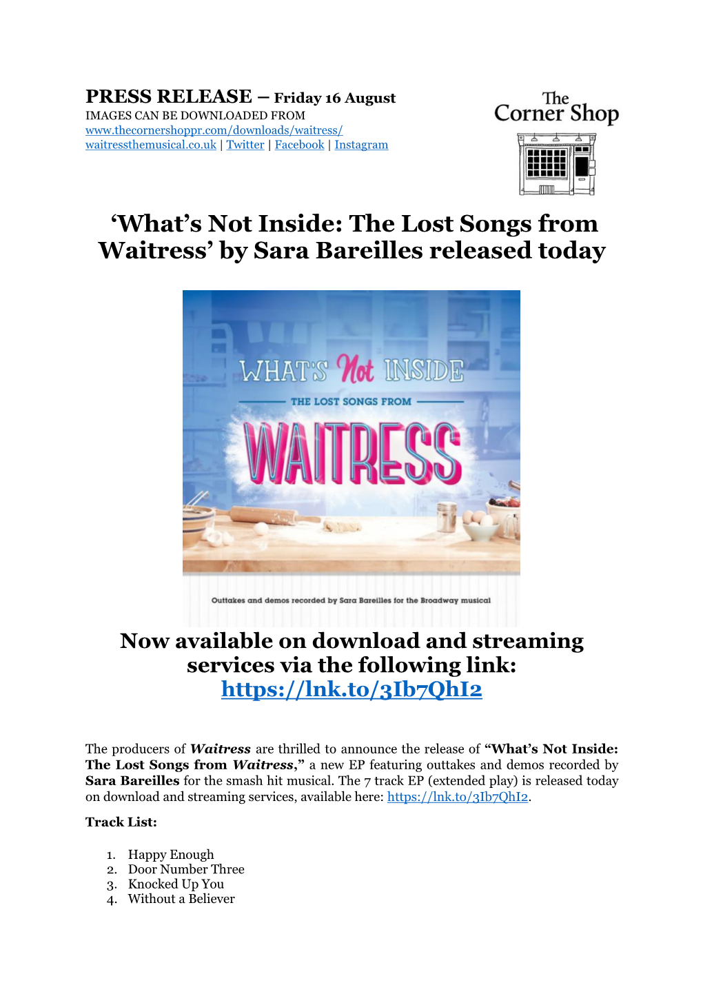 'What's Not Inside: the Lost Songs from Waitress' by Sara Bareilles