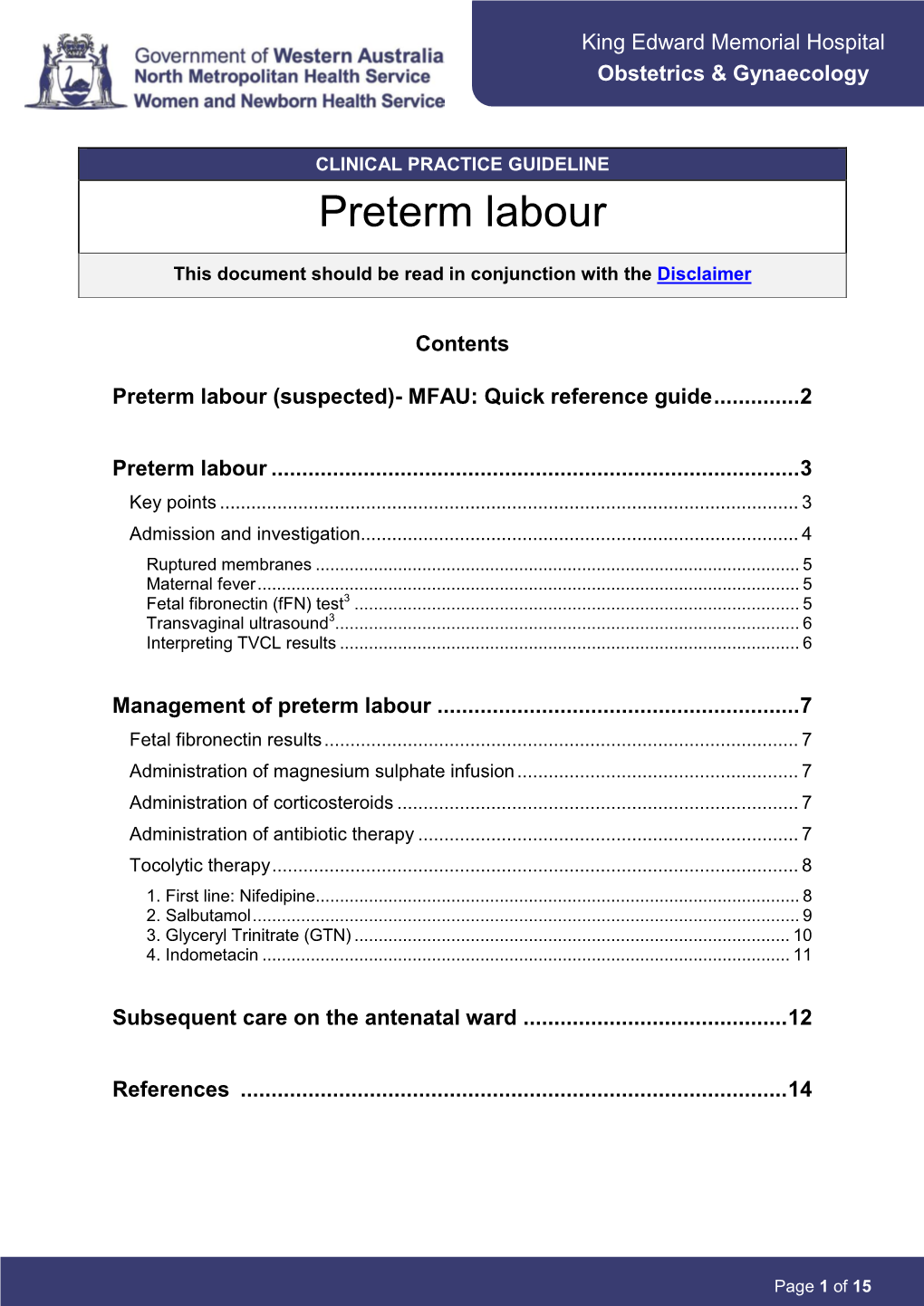 Preterm Labour