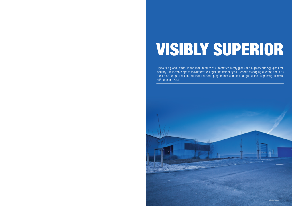 Fuyao Is a Global Leader in the Manufacture of Automotive Safety Glass and High-Technology Glass for Industry