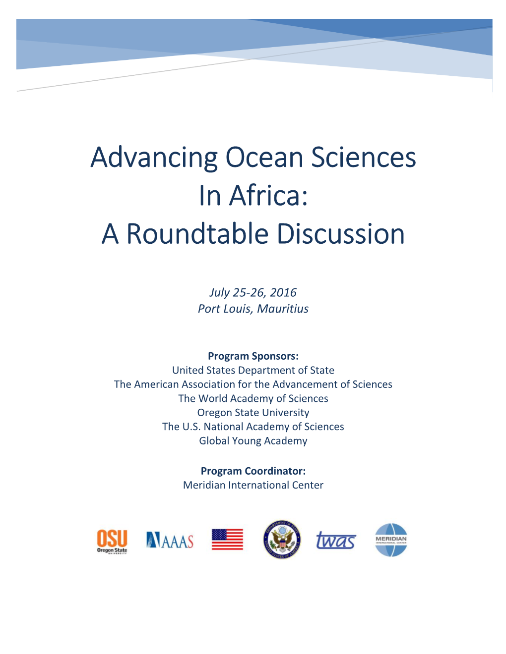 Advancing Ocean Sciences in Africa: a Roundtable Discussion