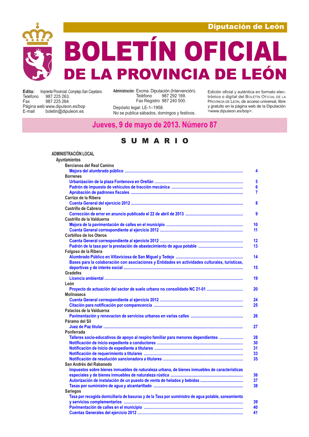 Boletín Oficial De La Provincia De León