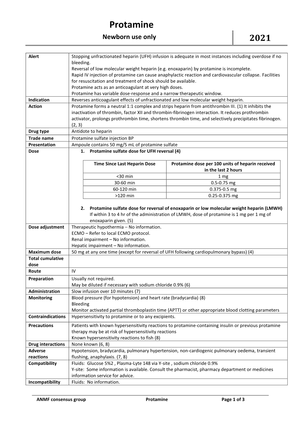 Protamine Newborn Use Only 2021