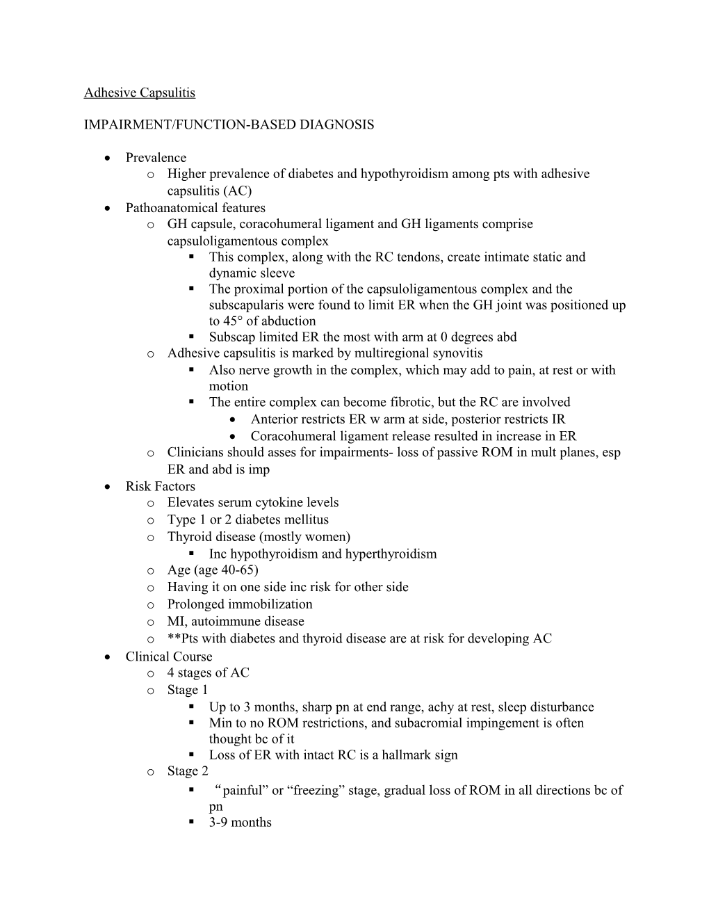 Impairment/Function-Based Diagnosis