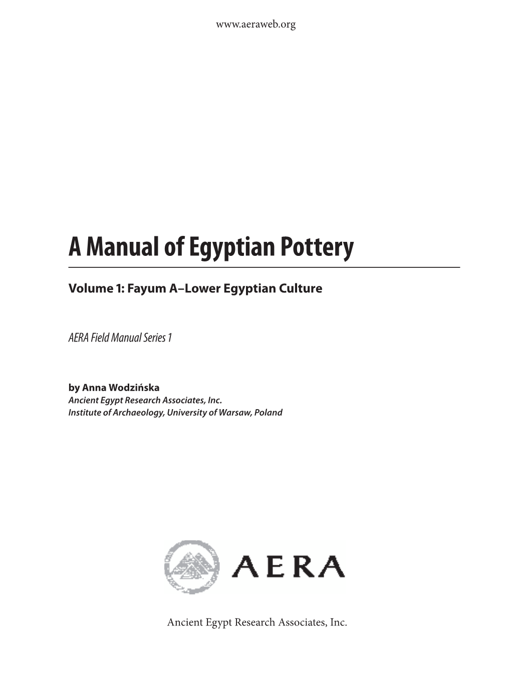 A Manual of Egyptian Pottery