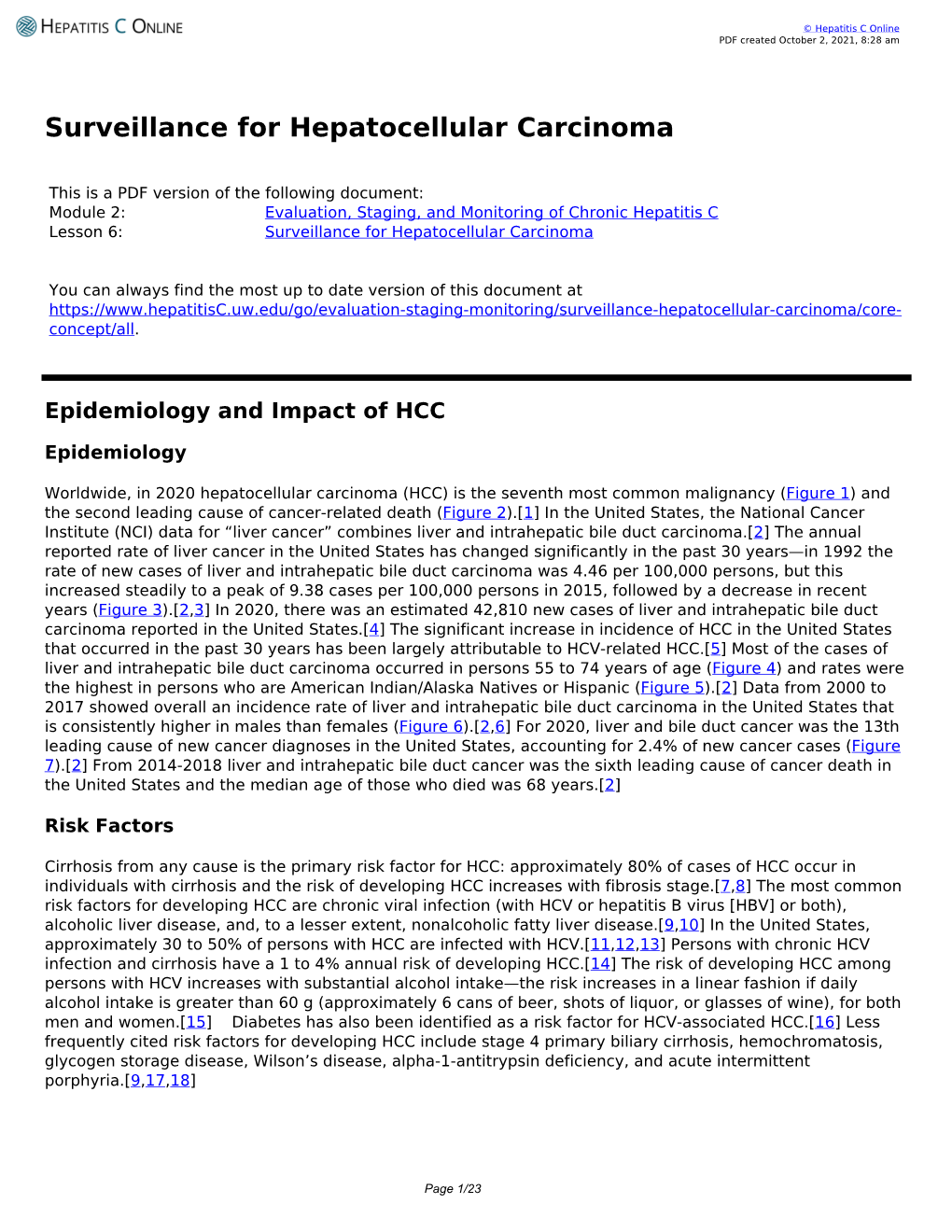 Surveillance for Hepatocellular Carcinoma