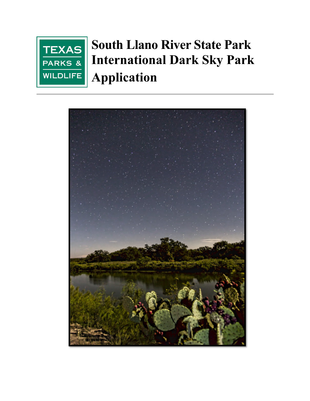 South Llano River State Park International Dark Sky Park Application