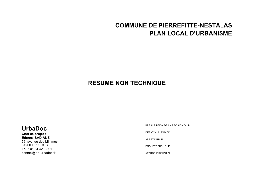 Commune De Pierrefitte-Nestalas Plan Local D’Urbanisme