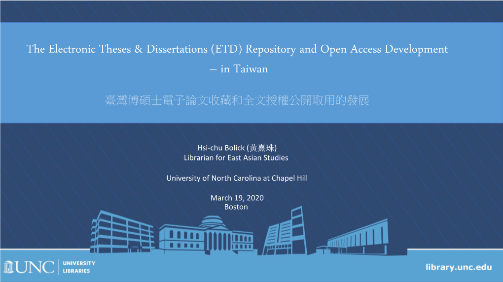 The Electronic Theses & Dissertations (ETD) Repository and Open Access