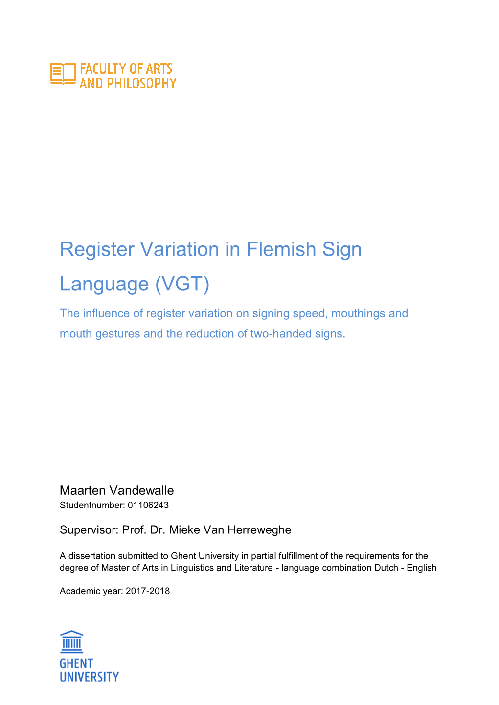 Register Variation in Flemish Sign Language (VGT)