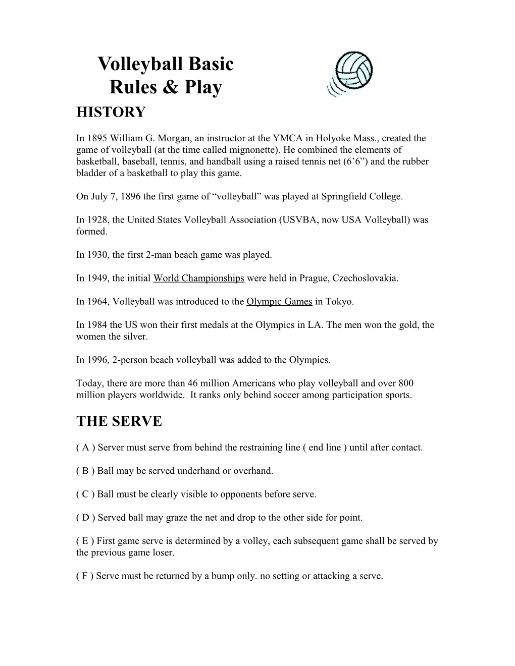 Volleyball Basic Rules