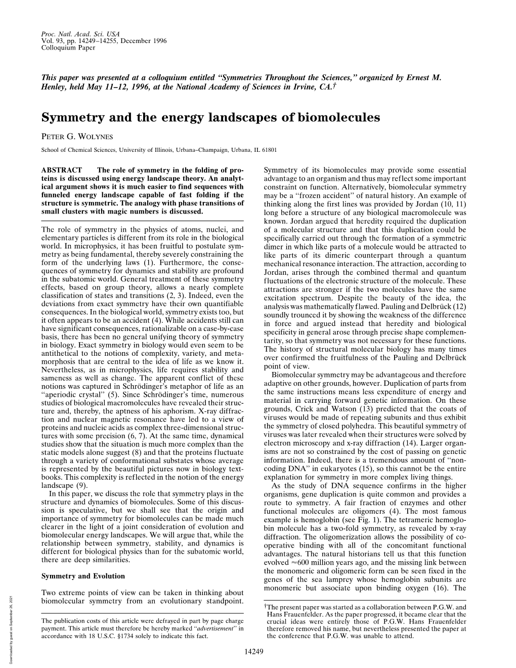 Symmetry and the Energy Landscapes of Biomolecules