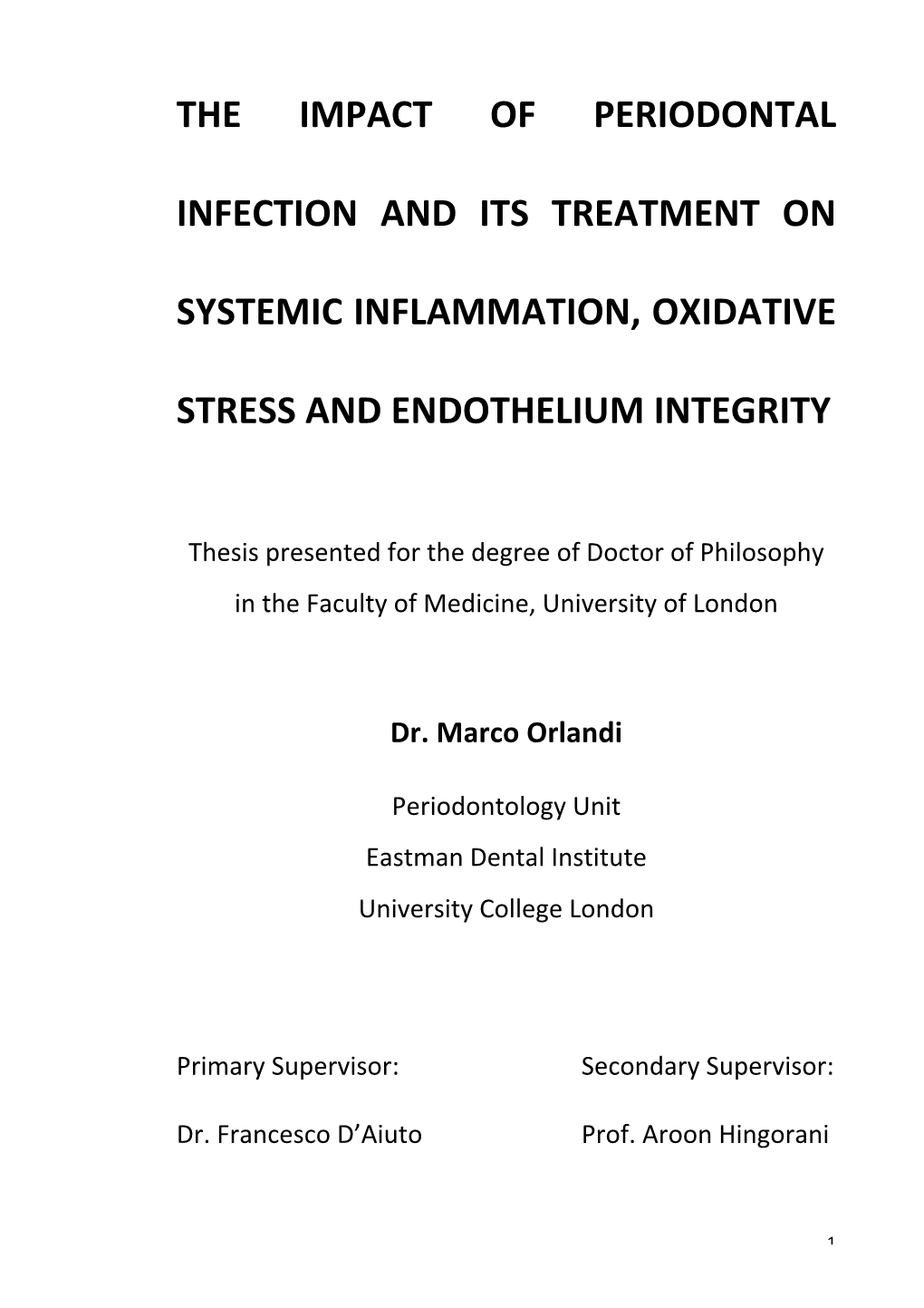 The$ Impact$ Of$ Periodontal$ Infection