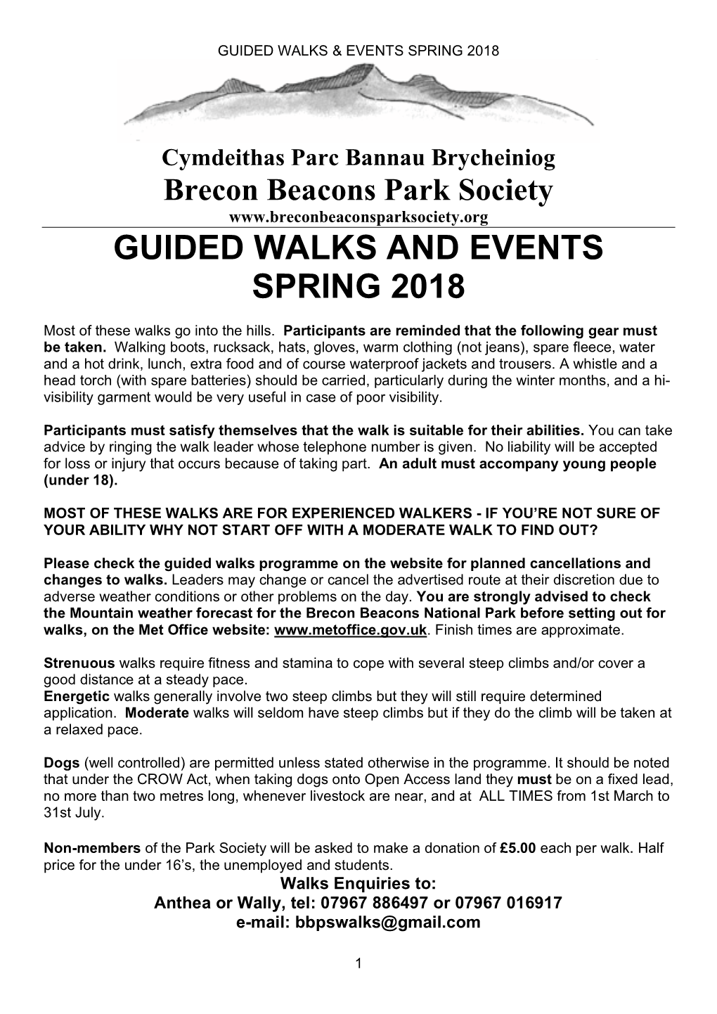 Guided Walks and Events Spring 2018