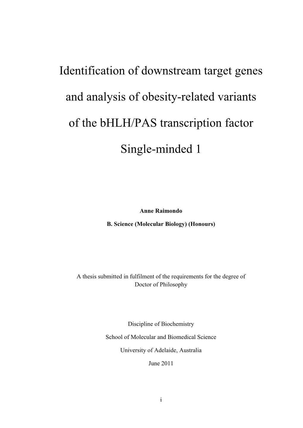 Identification of Downstream Target Genes and Analysis of Obesity