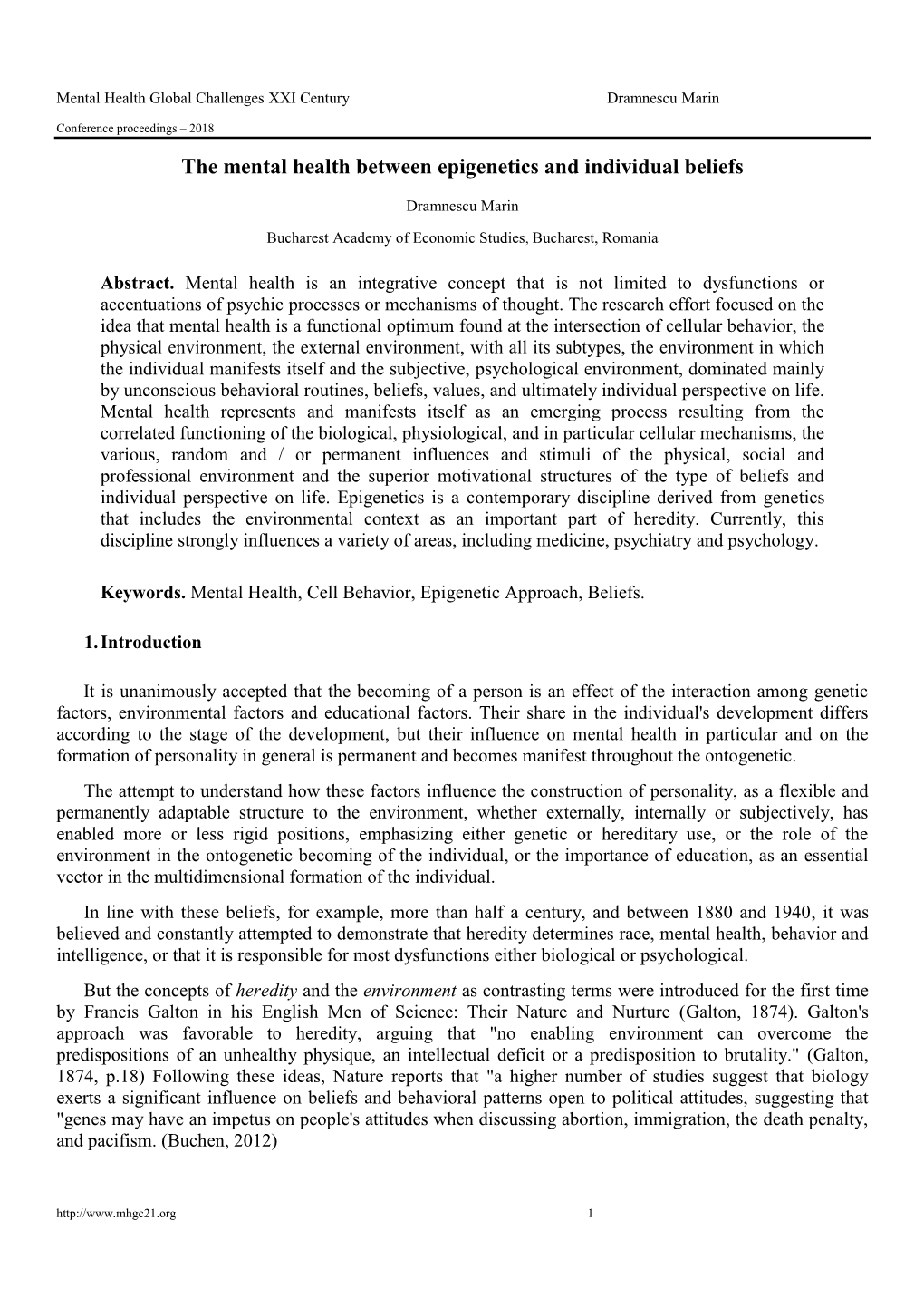 The Mental Health Between Epigenetics and Individual Beliefs