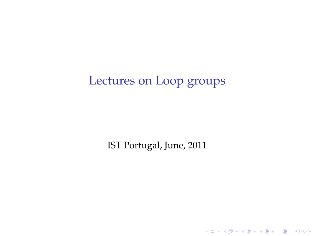 Lectures on Loop Groups