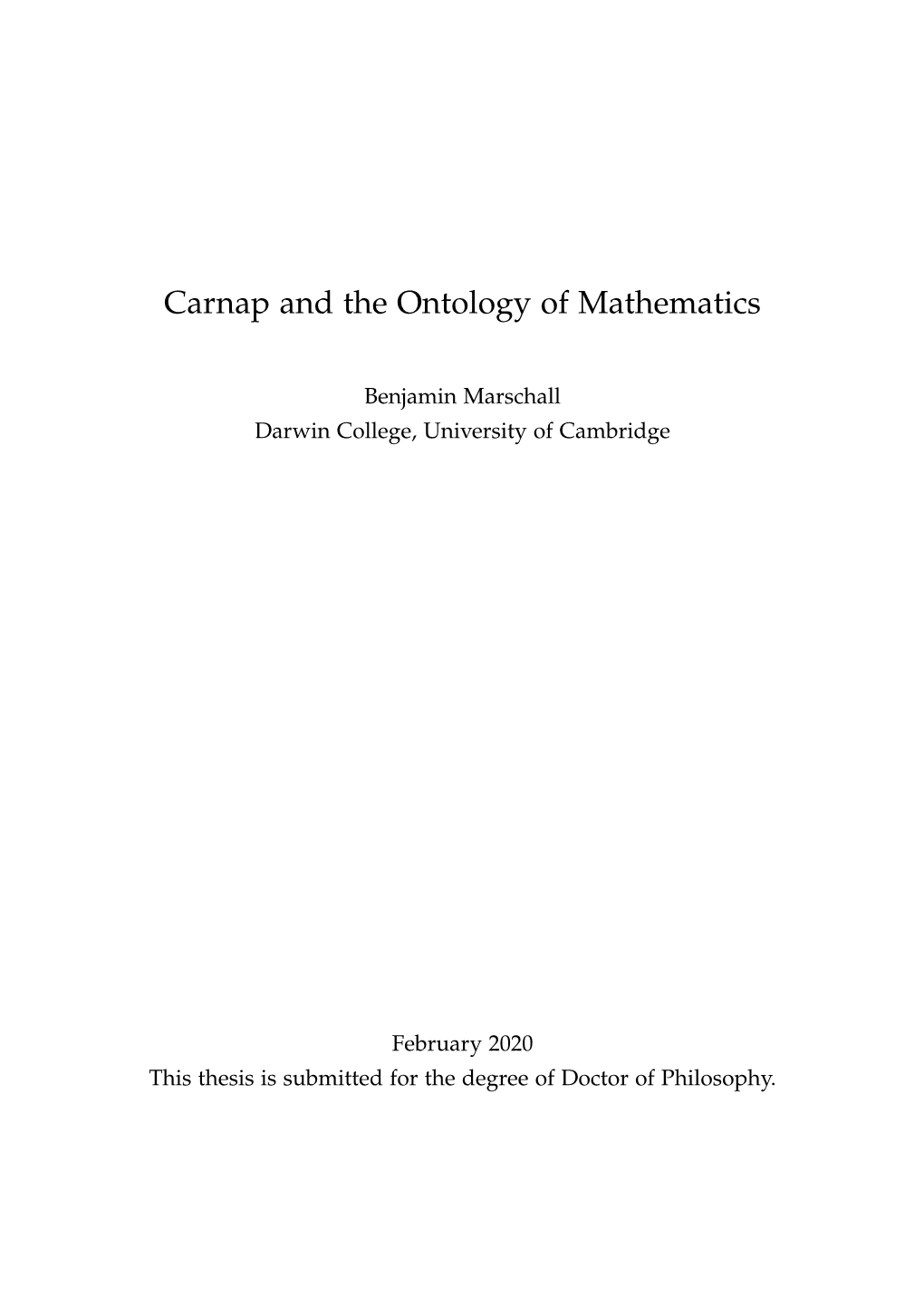 Carnap and the Ontology of Mathematics