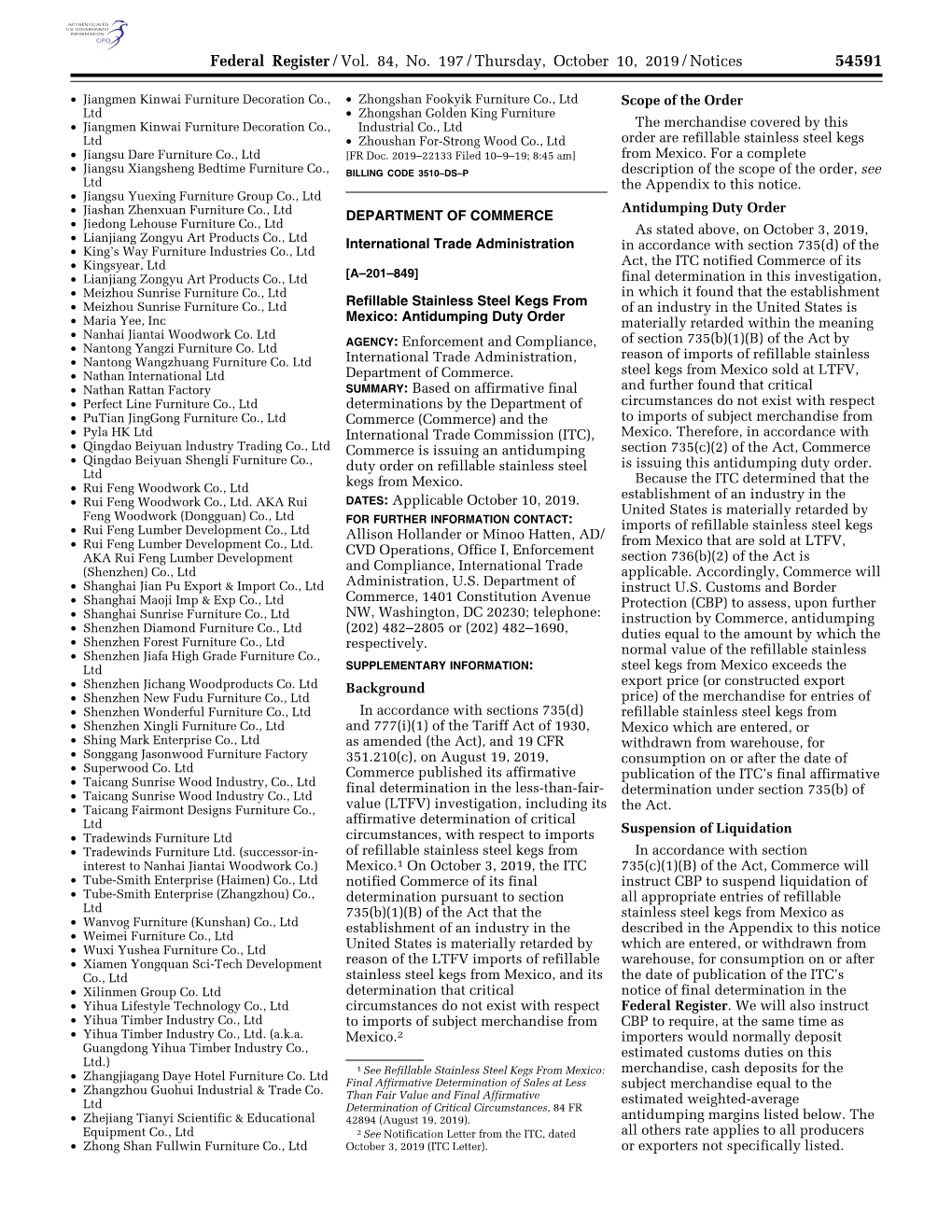 Federal Register/Vol. 84, No. 197/Thursday, October 10, 2019