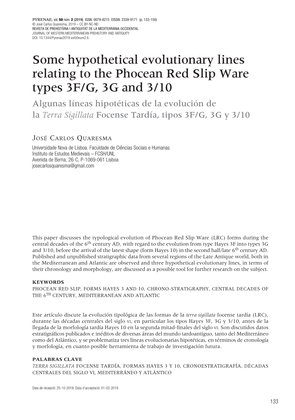 Some Hypothetical Evolutionary Lines Relating to the Phocean Red Slip