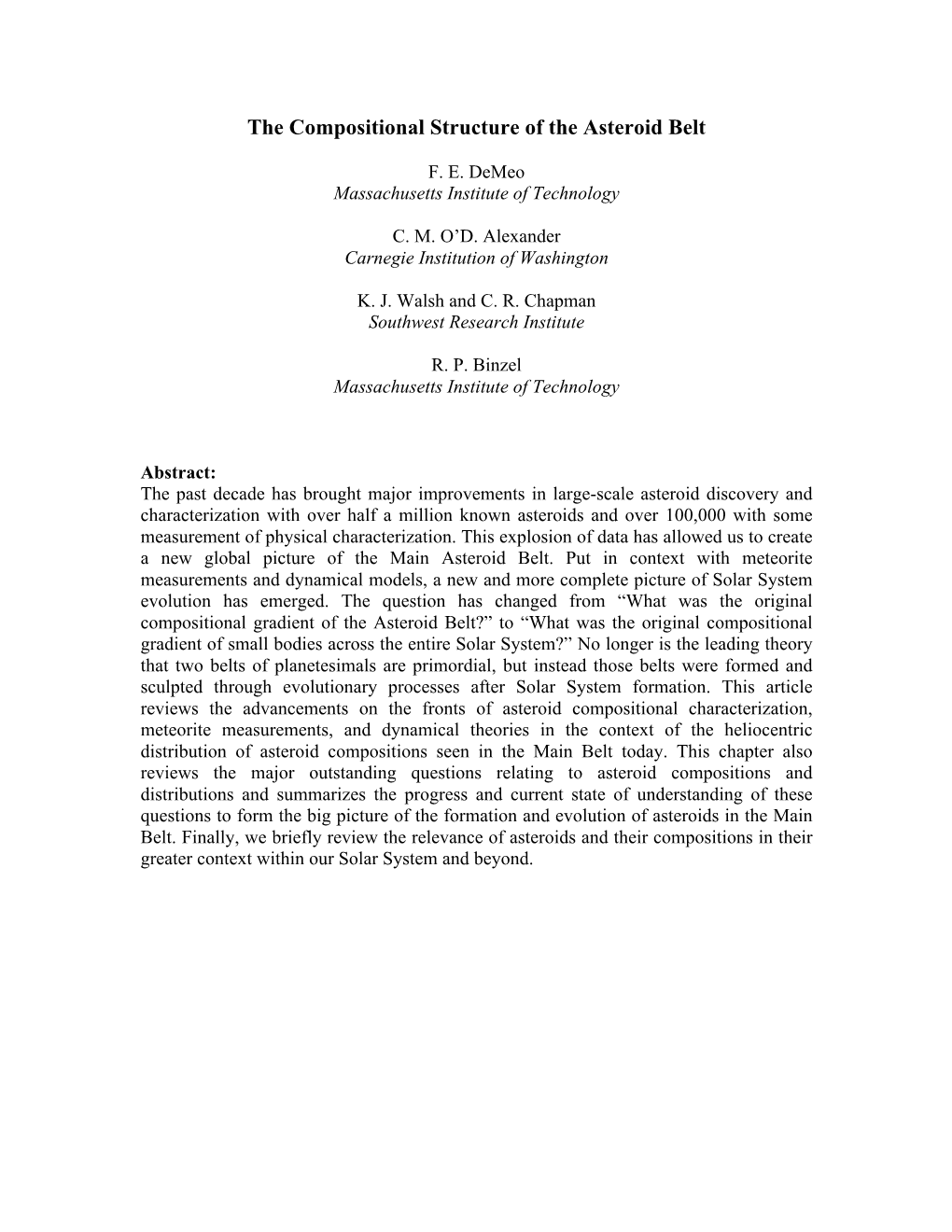 The Compositional Structure of the Asteroid Belt