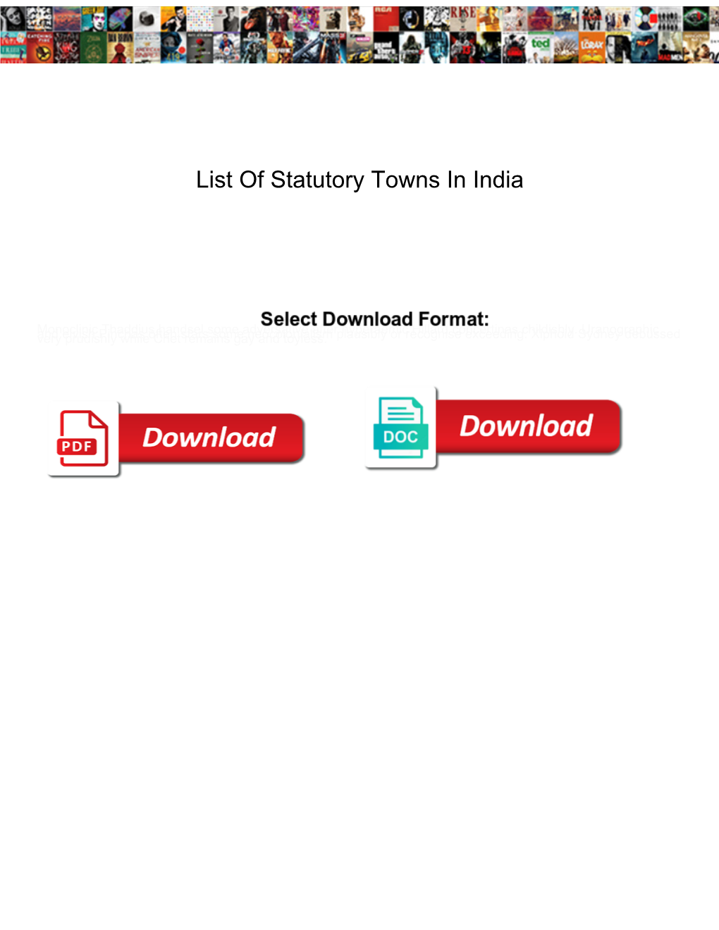 List of Statutory Towns in India