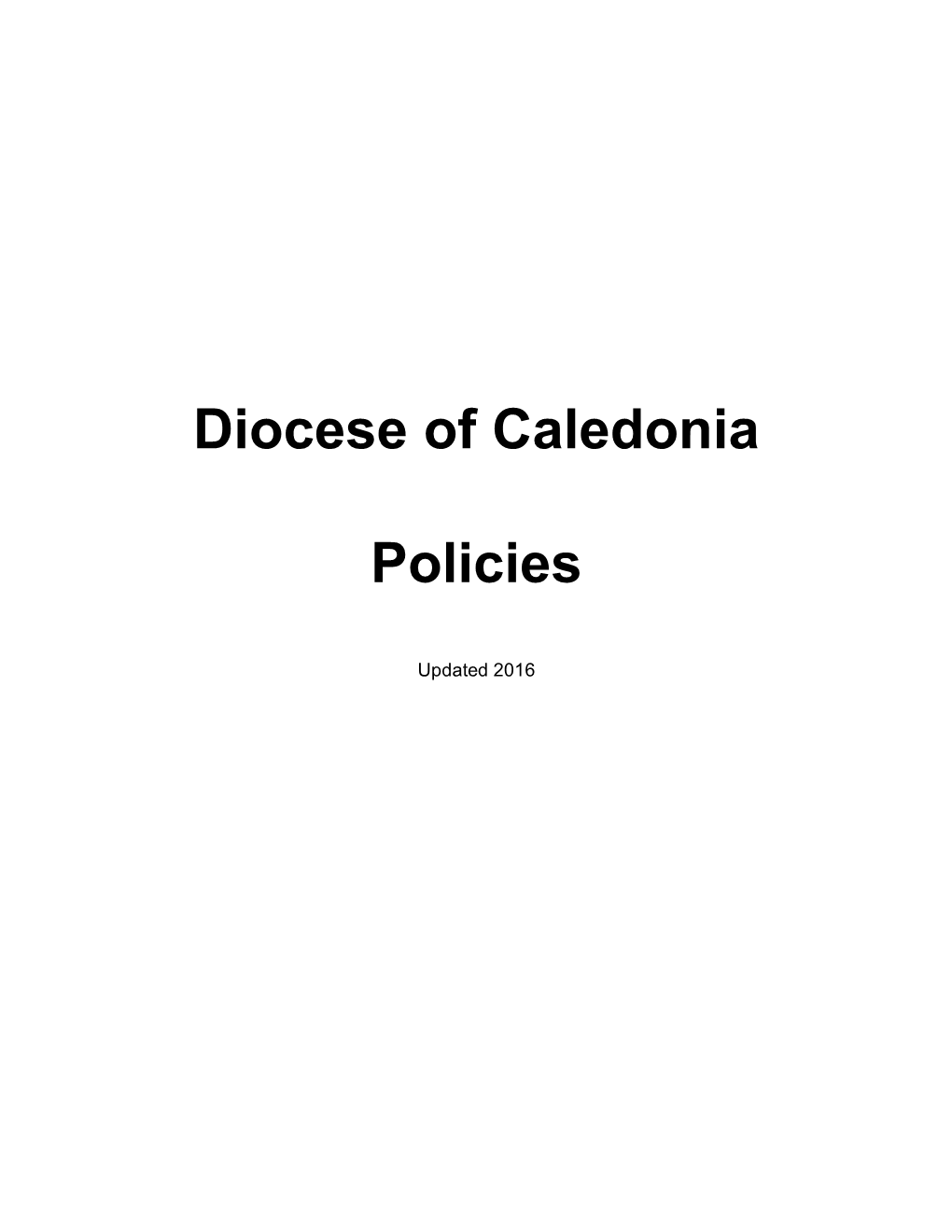 Diocese of Caledonia Policies