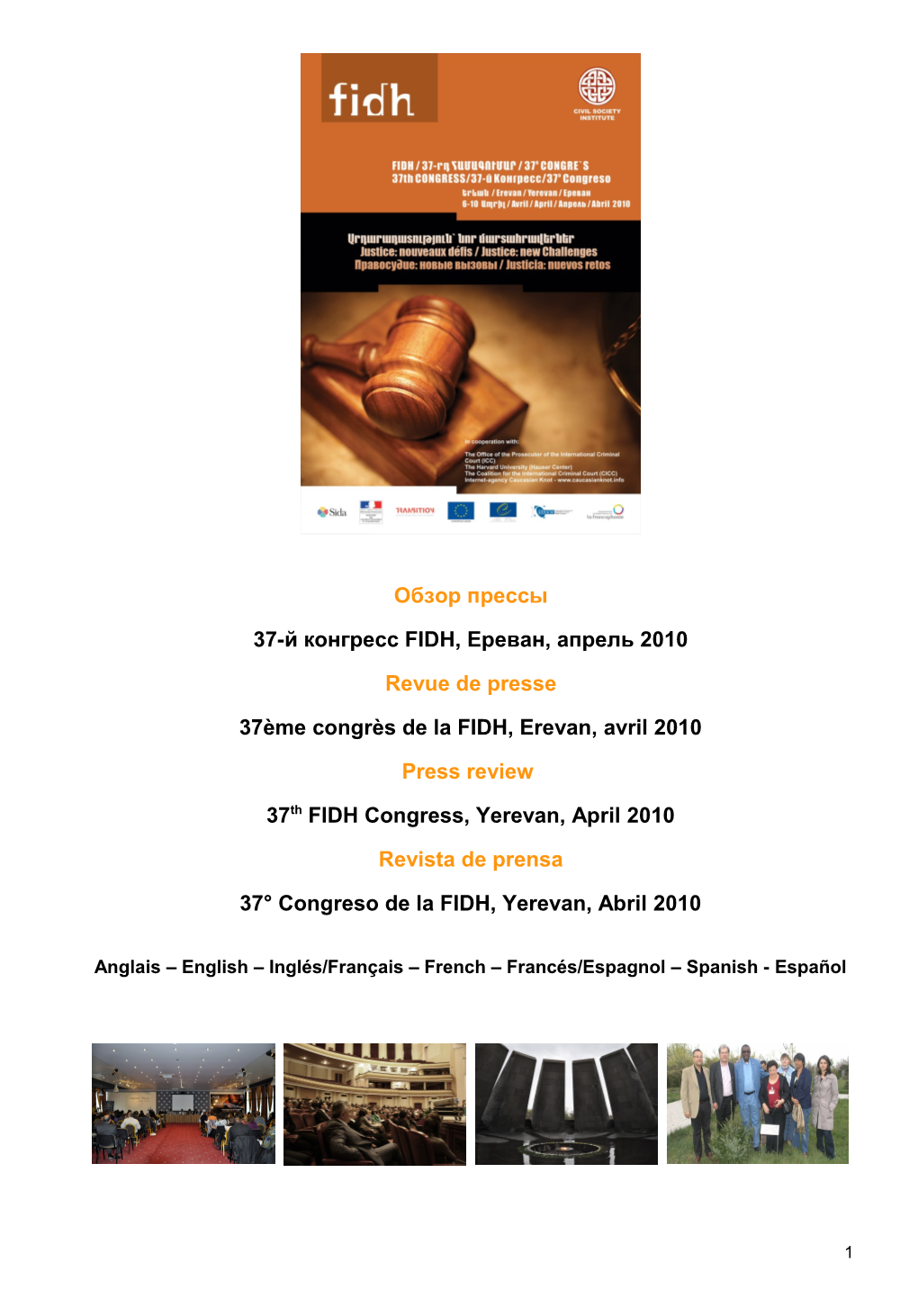 Armenian Media on FIDH Congress