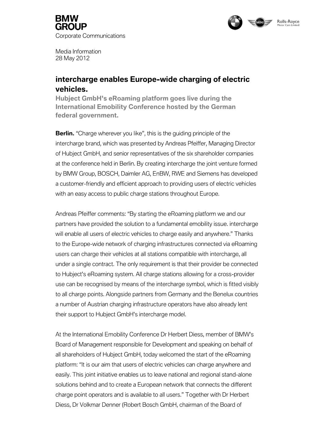 Intercharge Enables Europe-Wide Charging of Electric Vehicles