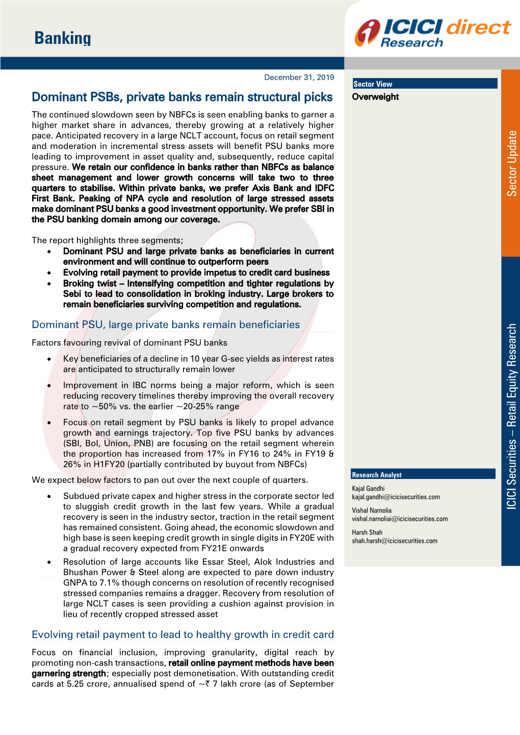 Sector Update | Banking ICICI Direct Research