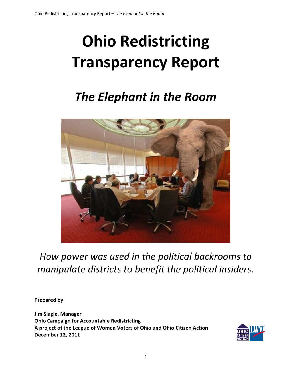 Ohio Redistricting Transparency Report – the Elephant in the Room