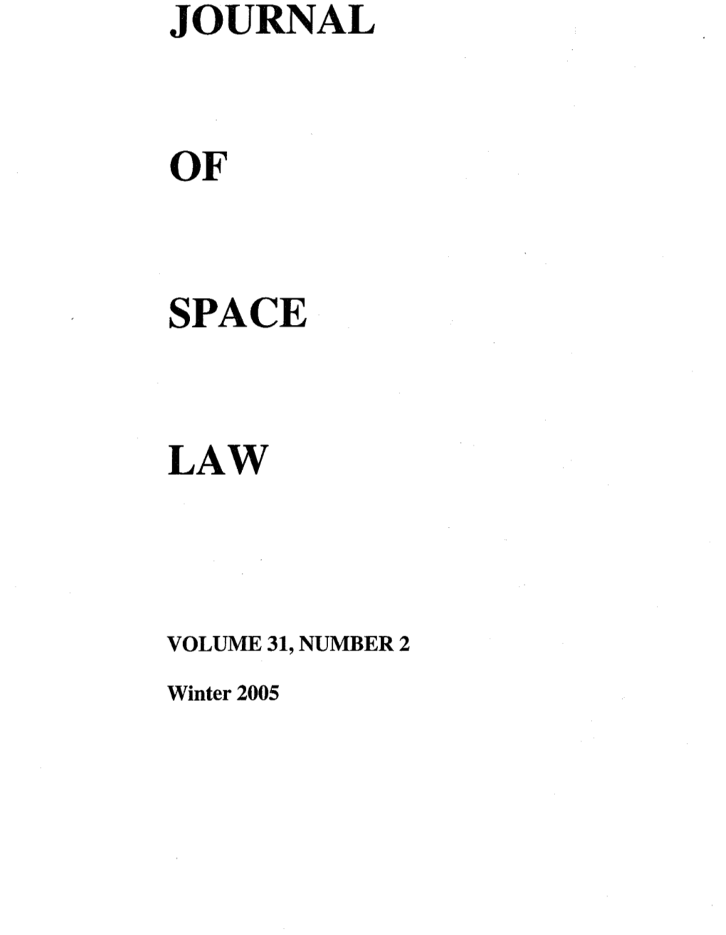 JOURNAL of SPACE Law