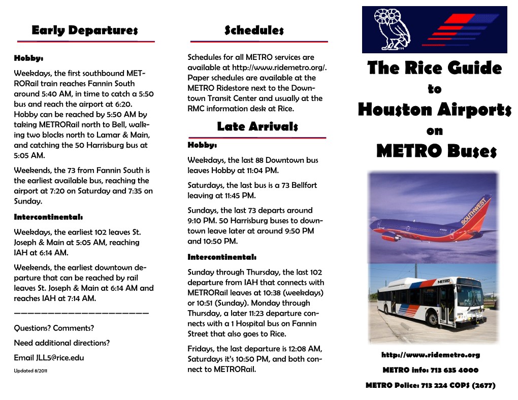 The Rice Guide Houston Airports METRO Buses