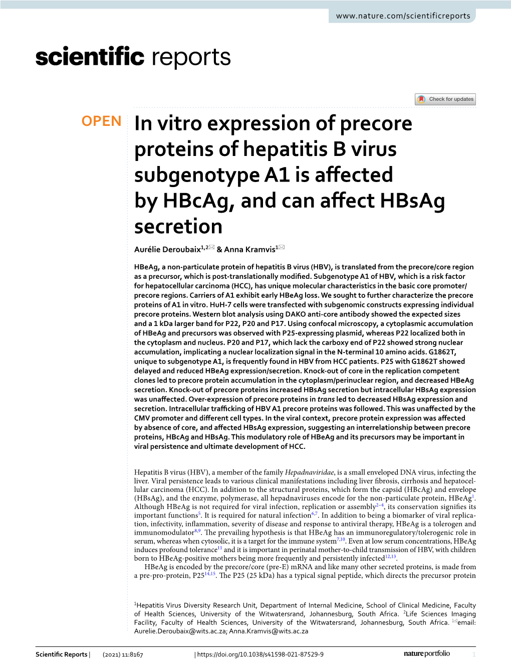 In Vitro Expression of Precore Proteins of Hepatitis B Virus Subgenotype A1 Is Affected by Hbcag, and Can Affect Hbsag Secretion
